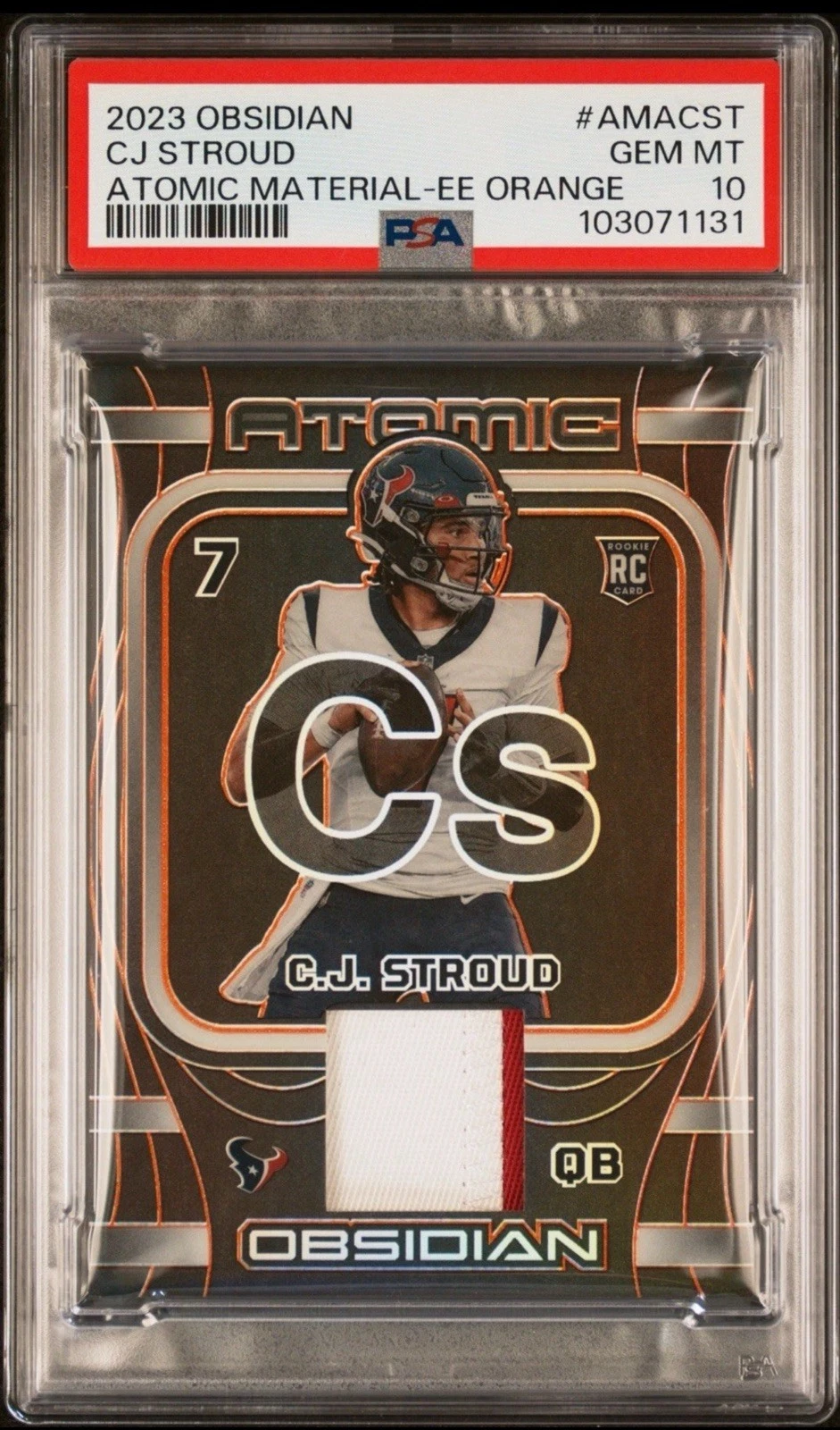 CJ Stroud Panini Obsidian Atomic Materials #AMACST Electric Etch Orange