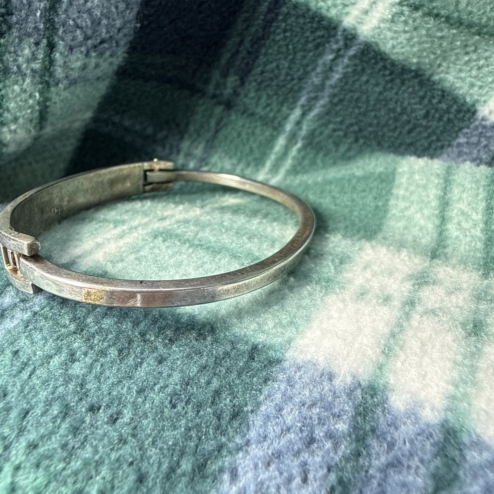 Mexico 925 Solid Silver hinged bangle bracelet-gr… - image 3