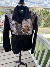 KINGS RIVER WOMEN'S MEDIUM WEIGHT PINK CAMO AND BLACK ZIP UP JACKET, SIZE LG A++