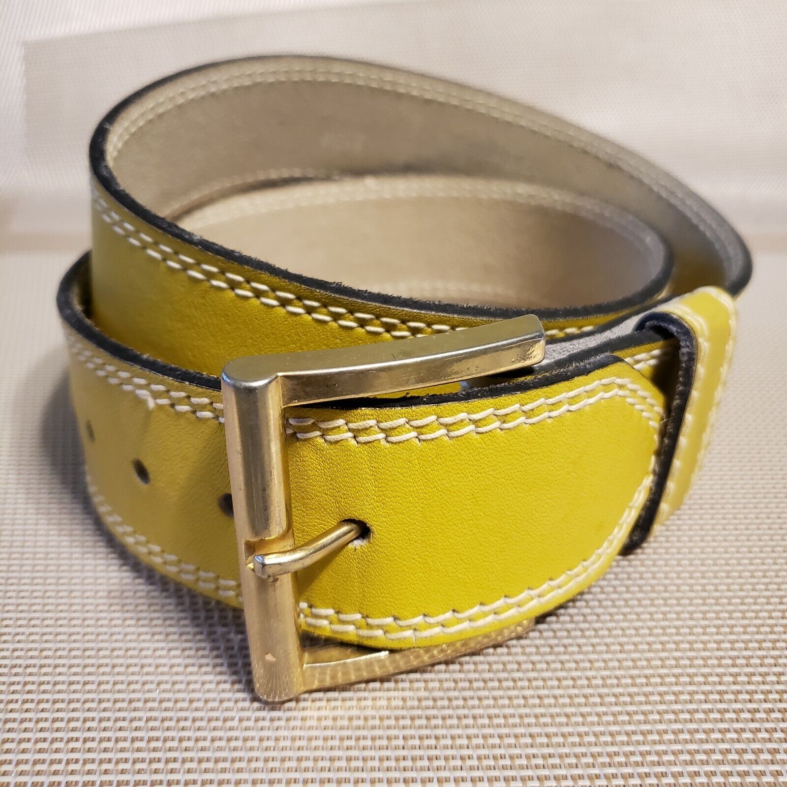 Yellow/Sand Color Leather Belt - image 1