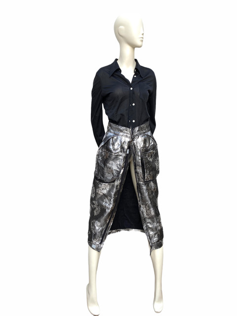 1595$ Maison Margiela S/S 2016 Gorgeous Silver Cargo Floral Skirt  Size IT 40