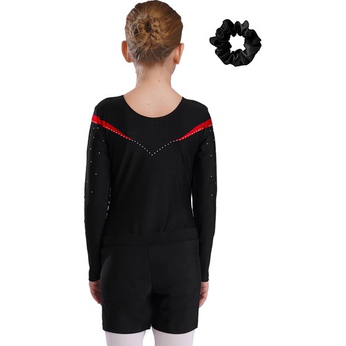Kids Girls Leotard With Shorts Competition Bodysuit Long Sleeve Dance Outfit - Picture 49 of 57