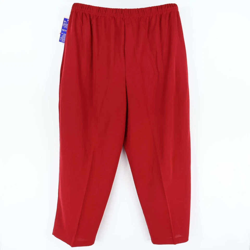 Pantalones de vestir Haband para mujer 40 pequeños rojos cintura elástica pierna recta NUEVO Foto 2 de 4