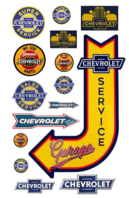 1/87 HO scale model vintage Chevrolet car automobile service signs