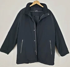 Murano Mens Lined Coat Size XL Black Snap Button Zip Jacket Waterproof  Pockets 