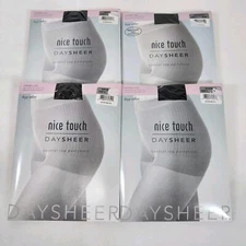 4 Pr. Vintage Sears Nice Touch Control Top Day Sheer Pantyhose Off Blk/Blk  Sz C