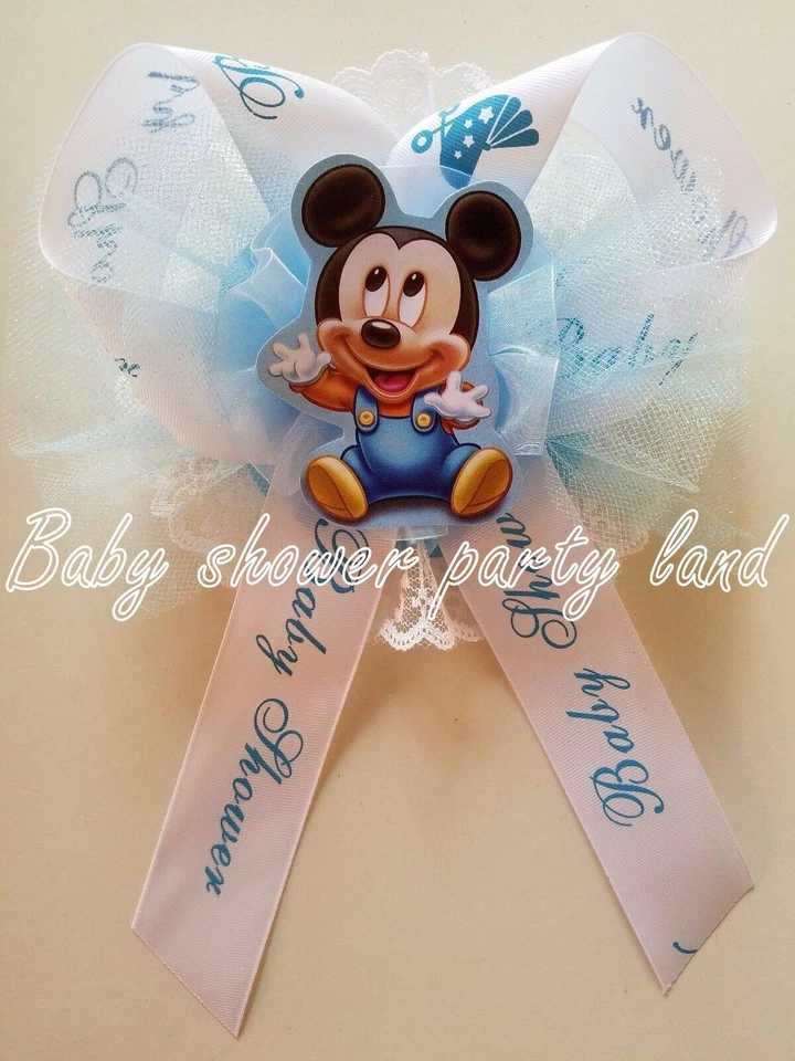 Пояс для душа ребенка Mickey Mouse Mom To Be It's a Boy синяя лента с корсажем  - Изображение 4 из 4