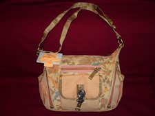 GG&L- große natur-rosa-beige Tasche Textil RVerschluß-HFach schoene Details