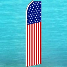 USA AMERICAN 50 STARS FLUTTER FLAG Tall Feather Swooper Curved Top Sign Banner