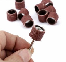 10pcs 12.5mm 80 Grit Sanding Paper Wheel Drum Sander Rod Drill Polish + 1 Shank