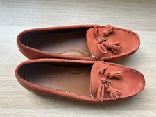 Coach Women's Orange Suede 'Gia' Loafers w/ Tassel  C Charm sz 7.5 B
