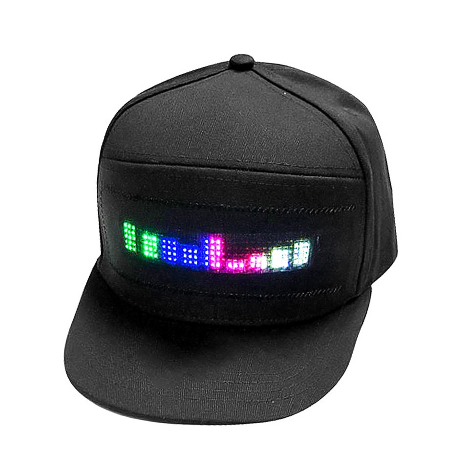 LED Cap Programmable BT APP Control Editable Colorful LED Hat Black For ...