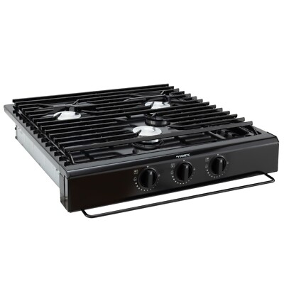 Dometic Atwood 50300 RV Kitchen 3-Burner Cooktop - Black - Match Light