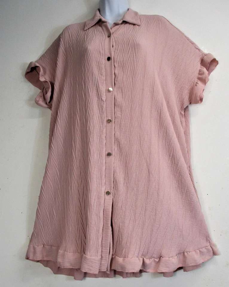 Lagenlook 95% Viscosa Efecto Arrugado Botón a Través Camisa Larga Uno Talla :p - Imagen 2 de 4