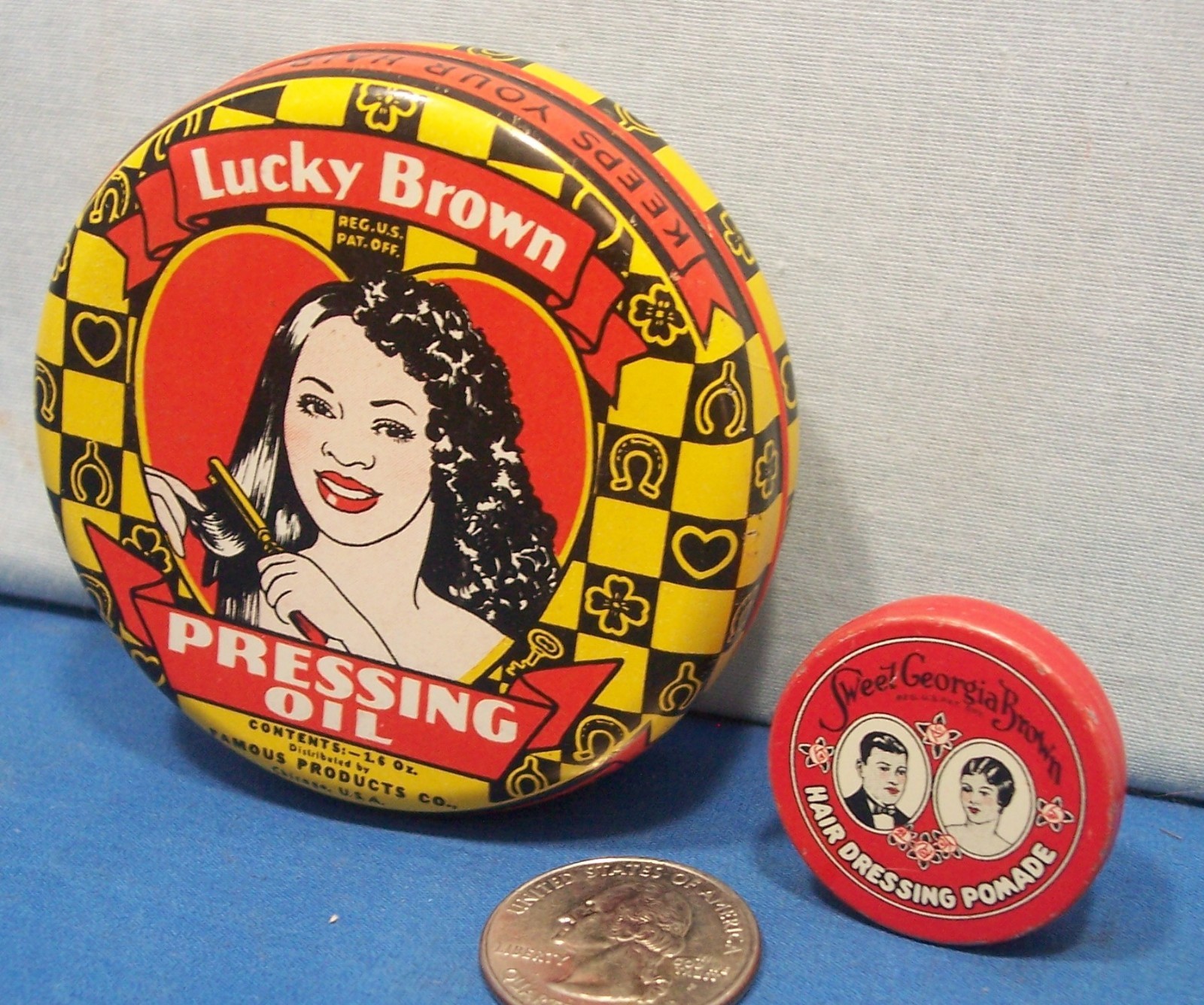 Hair Pomade Tins Lucky Brown + Sweet Brown 1930's eBay