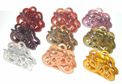 Hair Claw Clasp Jaw Clip Women Oval Ribbon Loop Ruffle Edge Filigree Made France