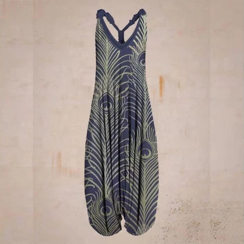 Mujeres Boho Floral Espalda Corredora Mono Damas Informal Suelto Pierna Ancha Pantalones Mameluco - Imagen 43 de 56