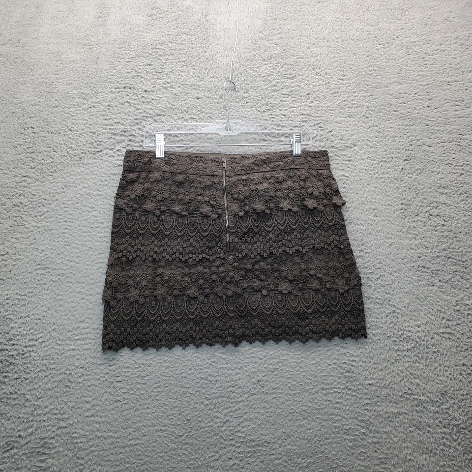 Minifalda para mujer American Eagle Outfitters talla 10 gris ganchillo forrada en capas Foto 2 de 4