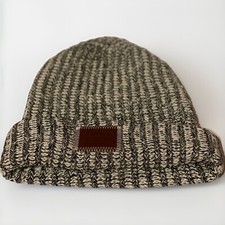 Love Your Melon Slouchy Knit Hat Blue Gray Neutral Snap For Pom Pom Made In USA