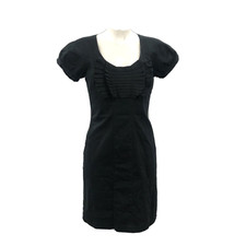 Ted Baker Anisop Little Black Dress Smart Fitted Cotton Ruffle Front Sz 2 UK 10