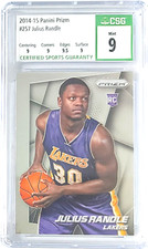2014-15 Prizm Julius Randle RC #257 Rookie Card Los Angeles Lakers CSG Mint 9. rookie card picture