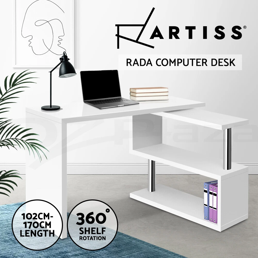 Artiss office computer desk with bookshelf outlet