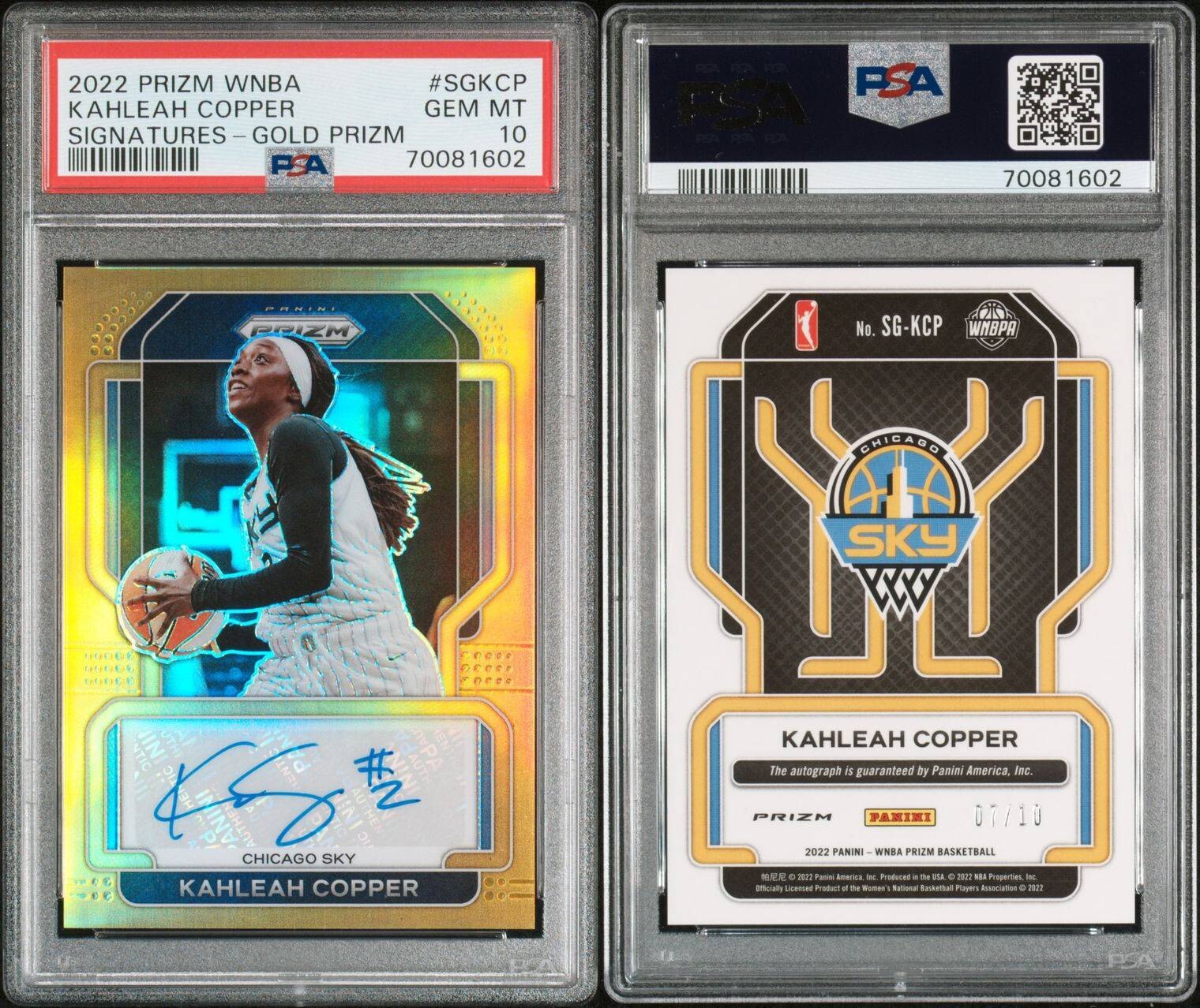 KAHLEAH COPPER 2022 PANINI PRIZM WNBA GOLD AUTO /10 SSP PSA 10 GEM MINT POP 1 🔥 view 3