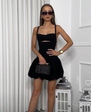 ZARA NWT WOMAN SS24 BALLOON MINI DRESS BLACK | 2825/649