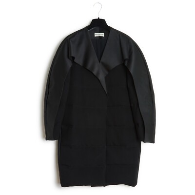 Balenciaga AH14 Mantel FR38 Schwarz Satin Mantel Daunenjacke UK10 US8