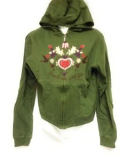 Womens Juniors David & Goliath From Russia With Love Green Zip Hoodie Sweatshirt