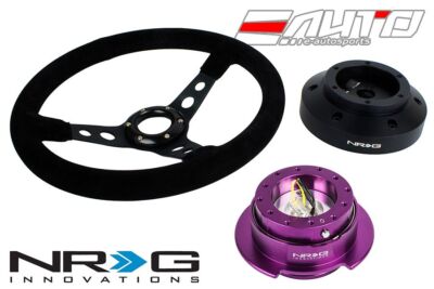 NRG 350mm 3'' Deep Steering Wheel Suede Black St 101H Hub Gen2.5 PP Quick Release