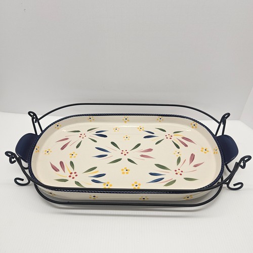 Temp-tations by Tara Multicolored Old World Casserole Dish w/Stand