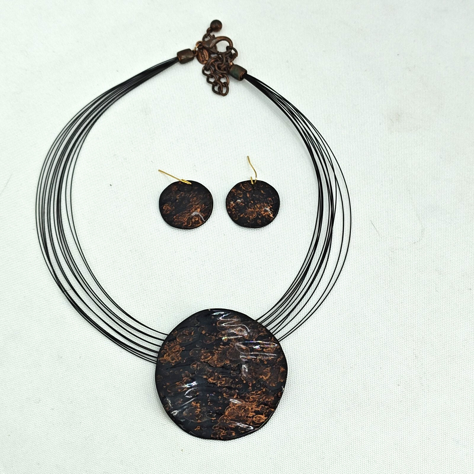 Chicos Necklace Earring Set Statement Antiqued Br… - image 1