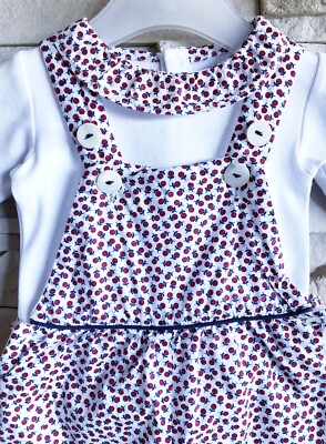 Ensemble 2 Pièces Jacadi Bébé Fille 3 Mois - Tons Pastels, Volants Et Broderies Fleurs - Occasion Comme Neuf