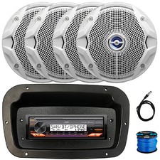 JVC Bluetooth Boat Stereo Receiver, 2 Pairs 6.5" 180W White Speakers, 16G Wire