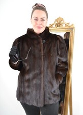 US5333 REAL MINK FUR JACKET RANCH MINK COAT SIZE XL - NERZJACKE PELLICCIA