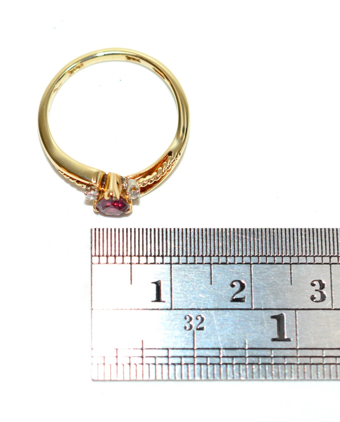 Natural Ruby & Diamond Ring 14K Solid Gold .46tcw… - image 10