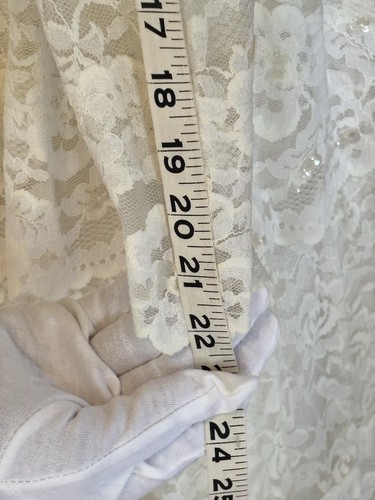 Abito da sposa vintage originale da sposa 4 strati pizzo con volant S, sottoveste, velo S - Foto 13 di 21