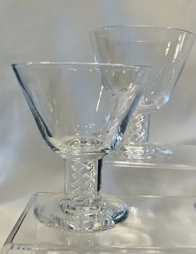 Steuben Crystal - Air Twist Liquor Cocktail Glasses 8011  Signed