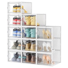 HOMIDEC Shoe Storage, 12 Pack Organizer for Closet, Boxes XL, White 