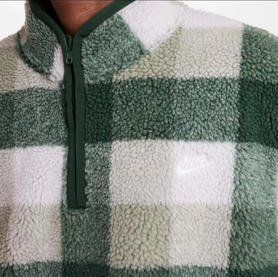 Nike Mens 1/2 Zip Pullover Sherpa Jacket Size Mens Small S Green