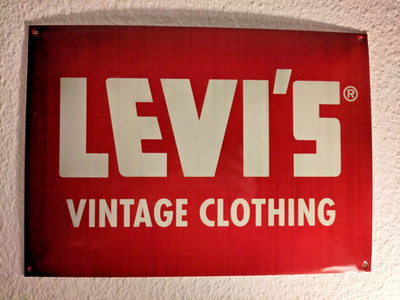LEVIS VINTAGE CLOTHING Metallschild ca 24x34cm Ladendisplay Ultrarar  LVC Levis