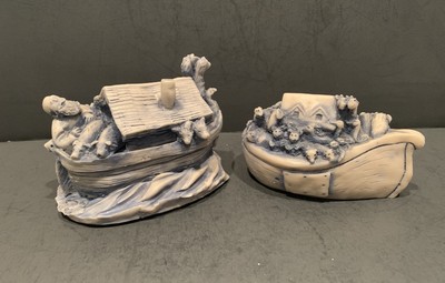 2 NOAH'S ARK Georgia Marble Sculptures Blue Numbered Limited Edition 4'' Each