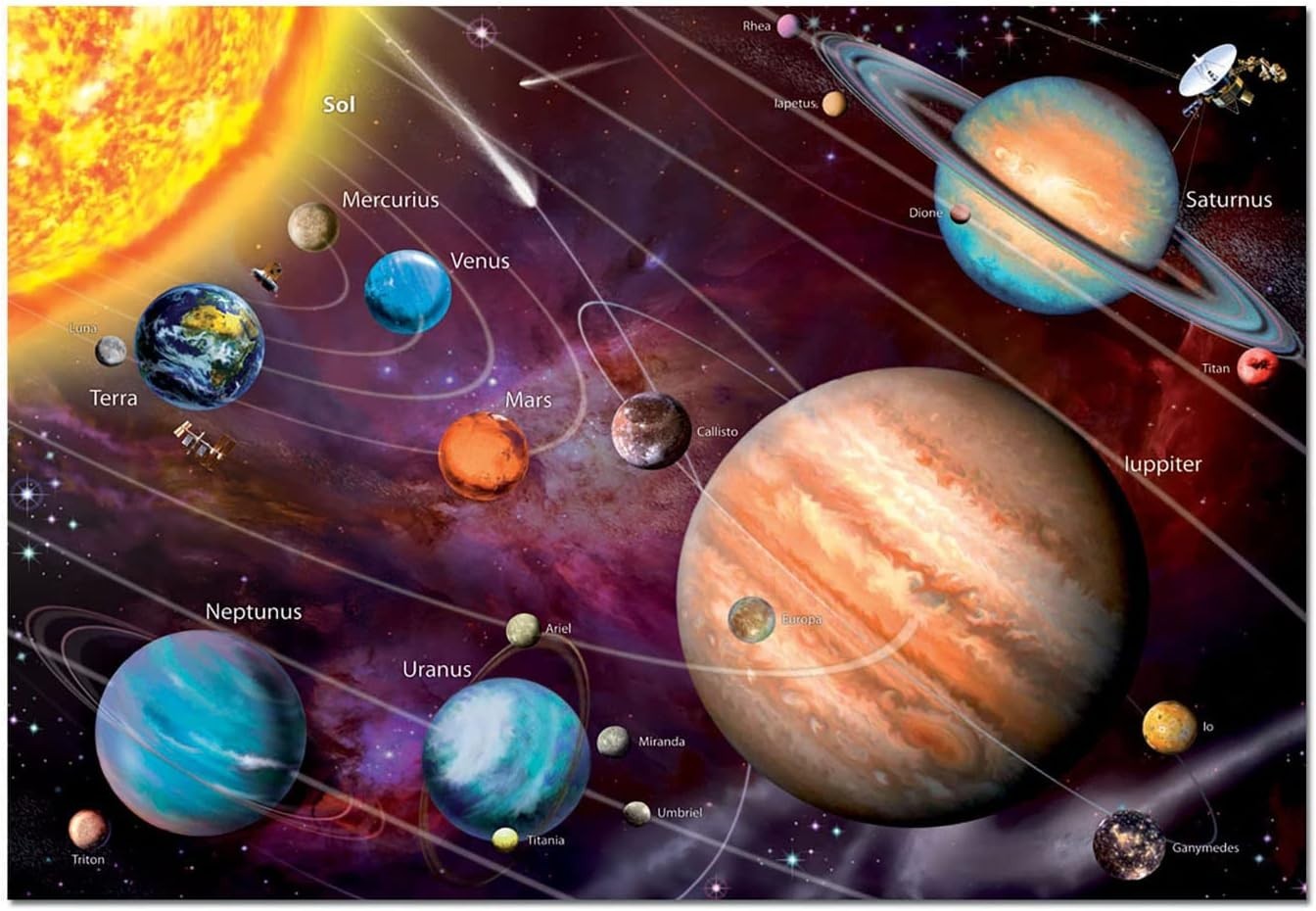 Pre-loved: Educa Solar System 1000 piece neon fluorescent jigsaw puzzle