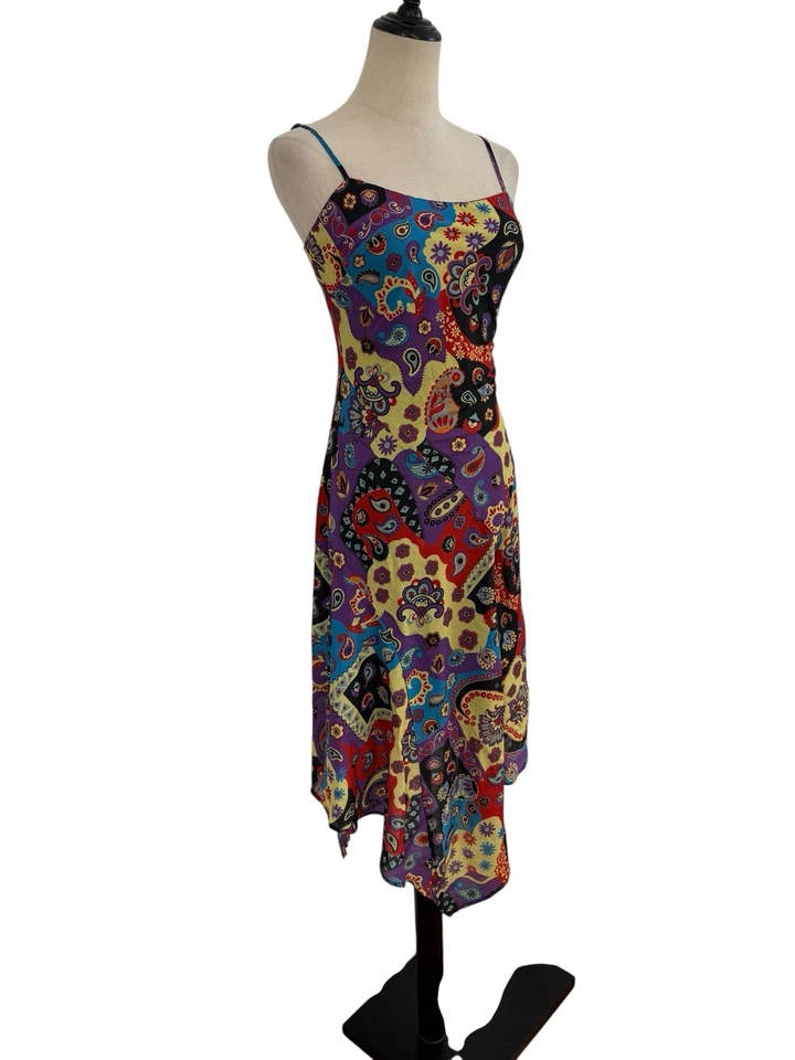 Delia’s Dolls Kill Patchwork Paisley Midi Dress Xs Y2K Retro Boho Slip Style  - Image 3 of 4