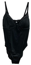 Time and Tru One Piece Swimsuit Small Black Paneled Beach Vacation Bathing Suit