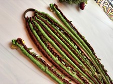 Dreadlock Dreads Ponytail Synthetic Extensions Elastic tie clip in set green red