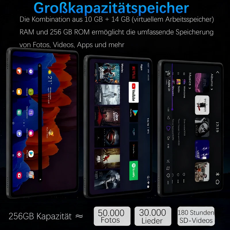 2025 Neu Tablet Android 15 24GB+256GB 8000mAh 14 Zoll 4G LTE 2SIM WlFl Netflix - Bild 4 von 4