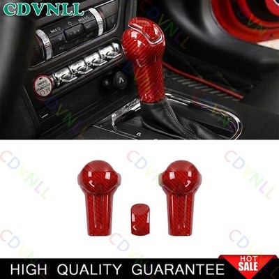For Ford Mustang 15-2023 Red Carbon Fiber Central Console Gear Shift Knob Cover