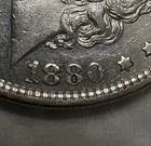 1880/79 O (8/7) Morgan Silver Dollar. AU/BU VAM #6! Note: Scratches under arrow!